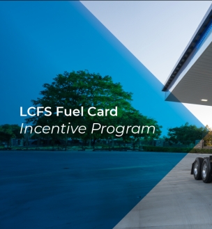 LCFS program with image showing natural gas trucks at a natural gas station